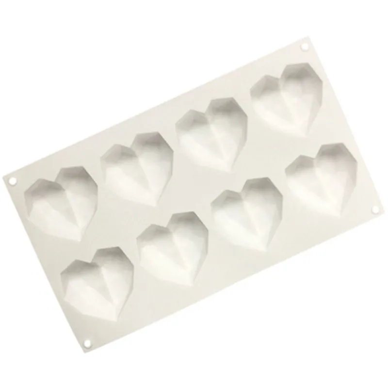 

6 Holes Diamond Heart Shape Silicone Mold For Baking Cake Chocolate Fondant Soap Candle Mold for Pastry Pudding Jelly Cake Decor