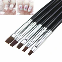 5pcsset simplicity nail carving brush black rod wooden phototherapy brush set for nail painting tool