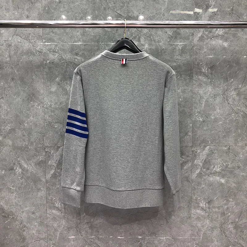 

Fashion TB 2021 THOM Brand Spring Autumn Casual Clothing Cotton Men Women Sweatshirts O-Neck Male Blue Striped Sportswear Coat