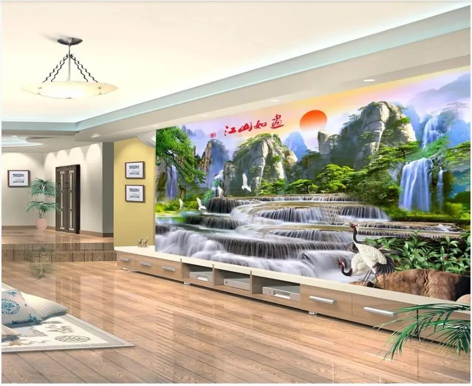 

Custom photo 3d wallpaper HD beautiful landscape waterfall background 3d wall murals wallpaper for walls 3 d living room decor