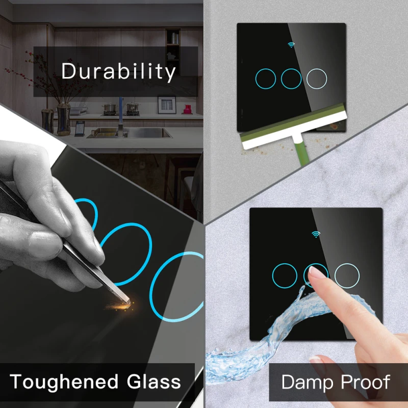 

Tuya ZigBee Smart Light Switch EU 100-240V Wireless Smart Wall Switch Panel App Remote Control Timing 2 Way Control Smart Home