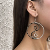 fashion trendy womens round dangle vintage yin yang earrings taiji crystal earring jewelry for party daily drop earring gift