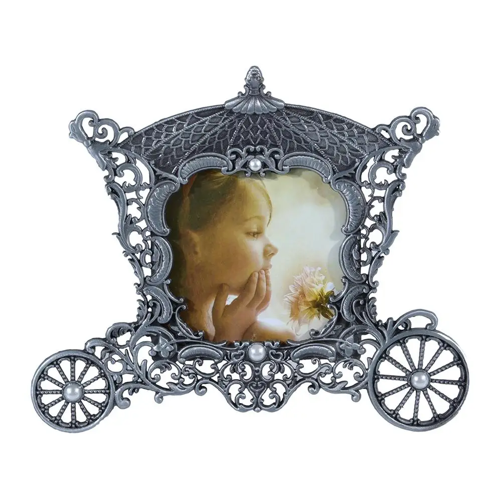 Antique silver HobbyLane винтажная металлическая карета фоторамка-" х 3" декоративные рамки для картин-отличный подарок для ребенка и свадебный подарок - Цвет: Antique silver