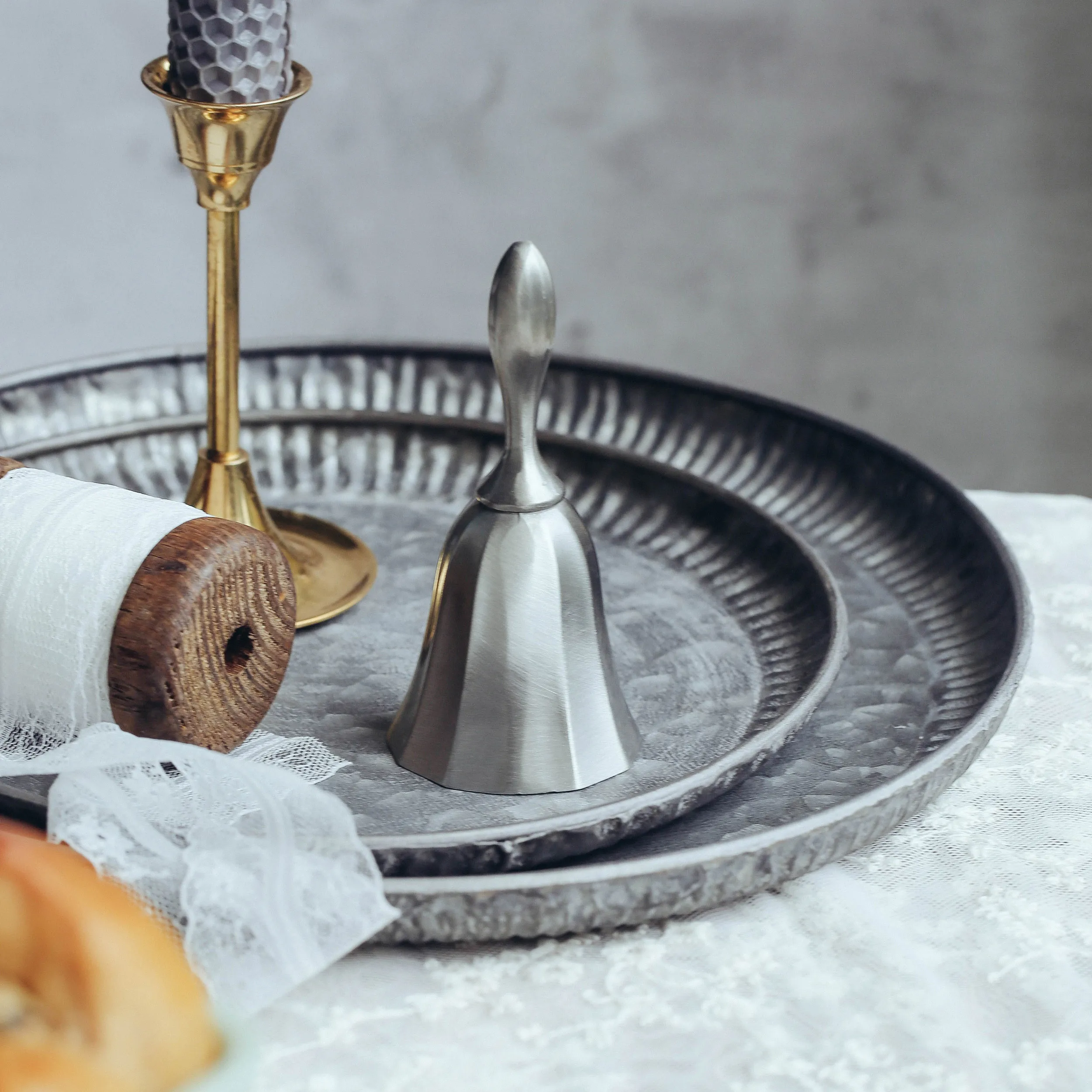 Серебряный оловянный и металлический колокольчик услуги звонок Свадьба еда