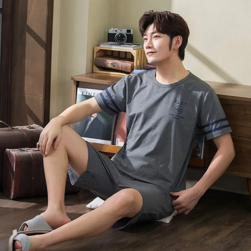 

New Summer Pijamas Sleeveless Pajamas Cartoon Couple Pajamas Sets Bear Print Sleepwear for Male Blue Men Pyjamas Striped Pants