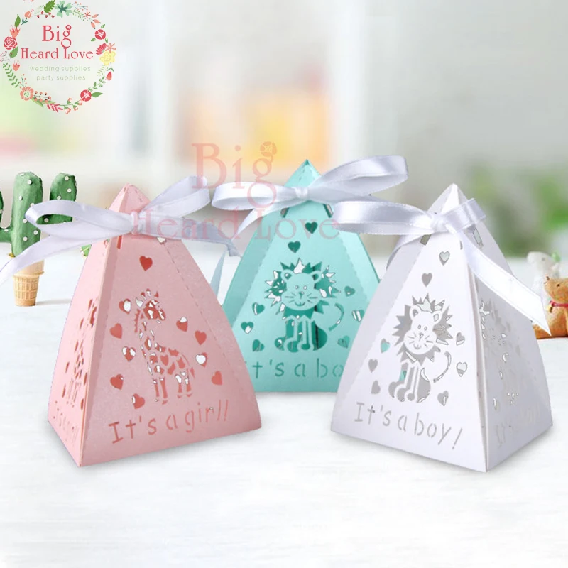 50 шт./лот лазерная резка милый мультяшный слон конфетная коробка с лентой для