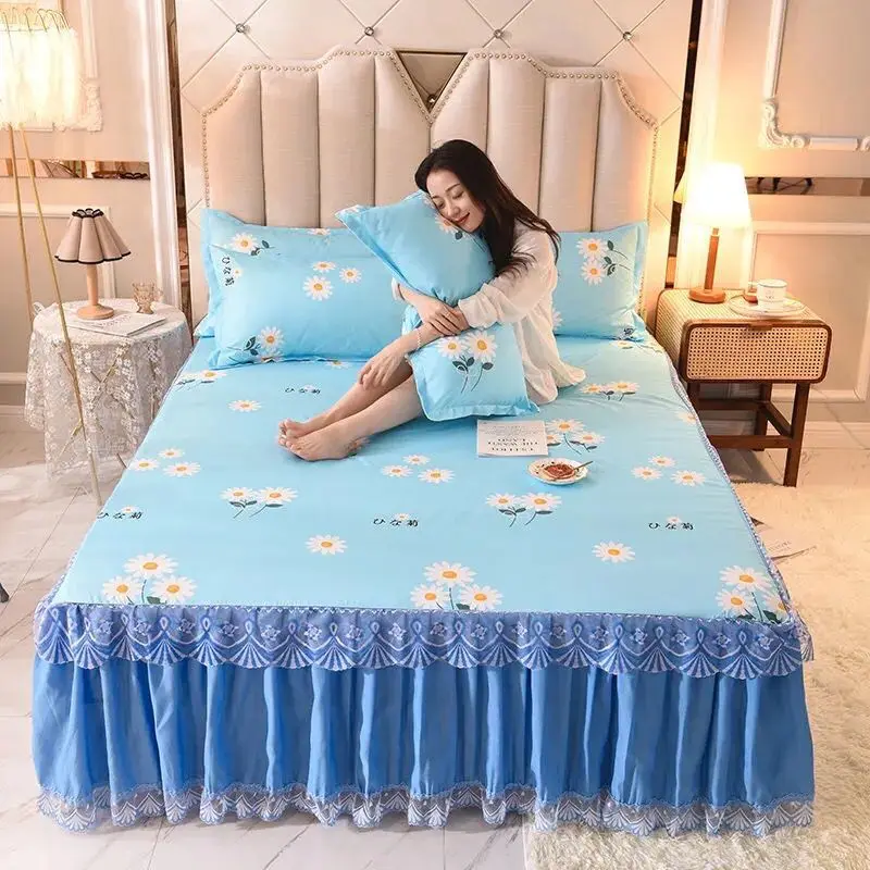

3PCS/Set Decor Home Brand Bed Sheets Bed Textile Bedding Flat Sheet Flower Bed Sheet+ Pillow Covers Pillow Soft Warm Bed sheets