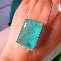 big 2028mm lab paraiba tourmaline pariba emerald gemstone pendant necklace blue natural stone charms fine jewelry for women