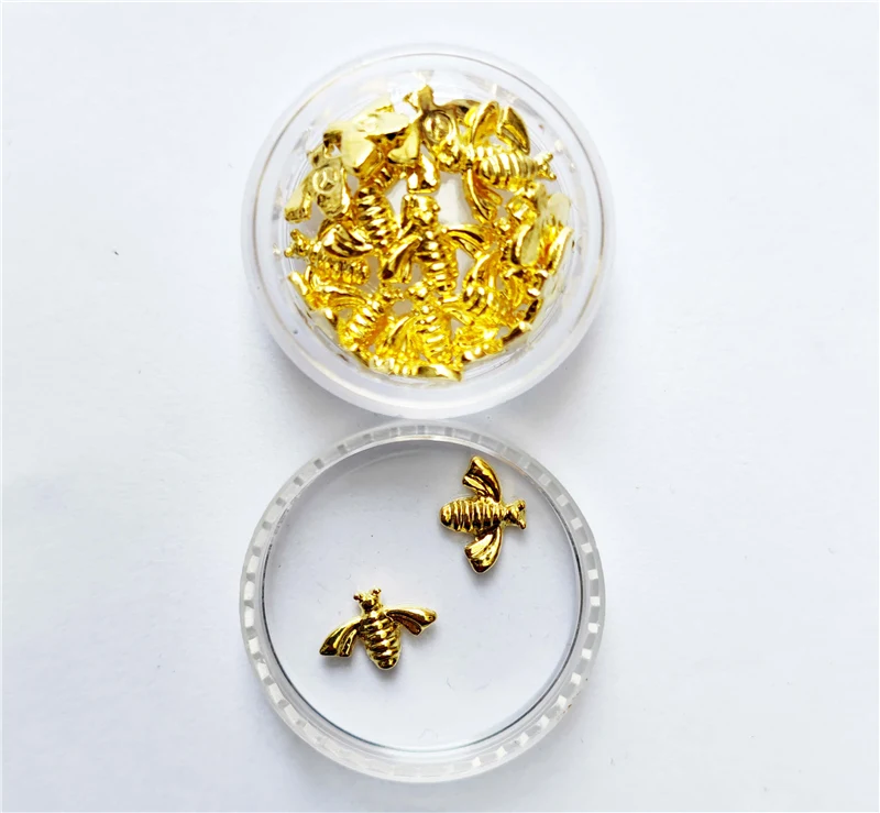 1 бутылка 3d украшения для ногтей пчелы металлический сплав Стразы смешанные