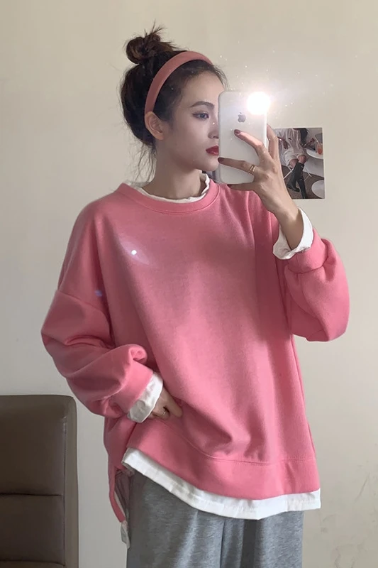 

80s 90s American Vintage Print Girl's Pullover Autumn Thick Warm Long Sleeve Hoodies Loose Women Sweatshirts