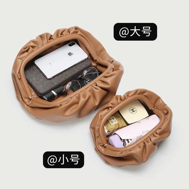 

Women's genuine leather shoulder bag 100% cowhide luxury brand messenger bag fashion all-match fold cloud clutch 2020 new spot