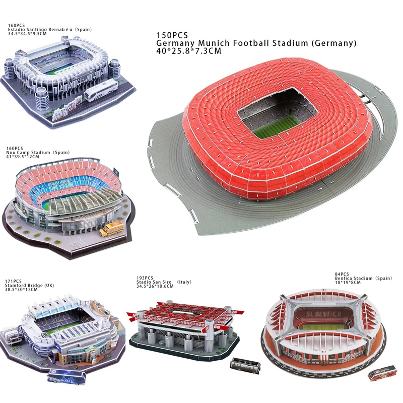 

DIY 3D Puzzle Jigsaw World Football Stadium European Soccer Playground Assembled Building Model Puzzle Toys for Children GYH