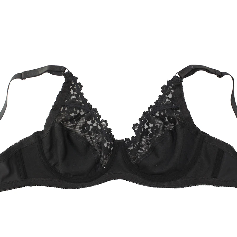 Mierside ZBW023 plus size bra Big Size Breathable Brassiere Single Sexy Floral Lace Transparent Cup Bralette 36-46 C/D/DD/DDD/E
