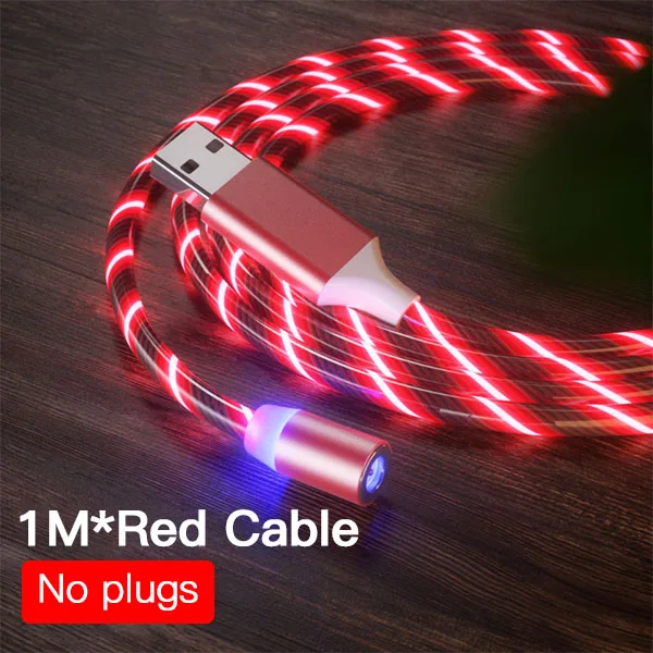 Only Red Cable 1M ACCEZZ Магнитный зарядный кабель освещение тип-c микро кабели для зарядного устройства USB для iPhone X 7 samsung Android Магнитный зарядный шнур 1 м 2 м - Цвет: Only Red Cable 1M