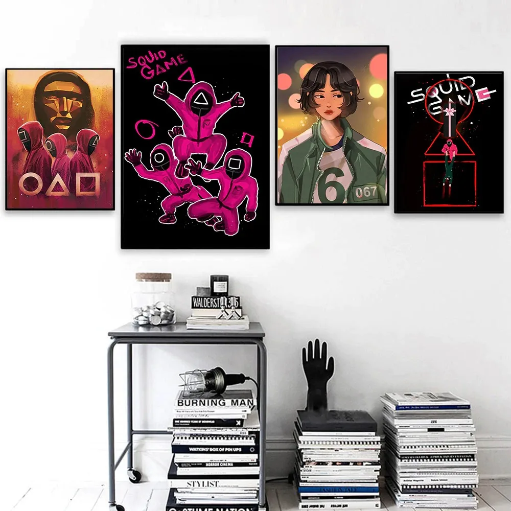 

Korean Pop TV Series Canvas Painting Squid Character Game Minimalist Style Print Poster Modern Wall Home Decor Pictures No Frame