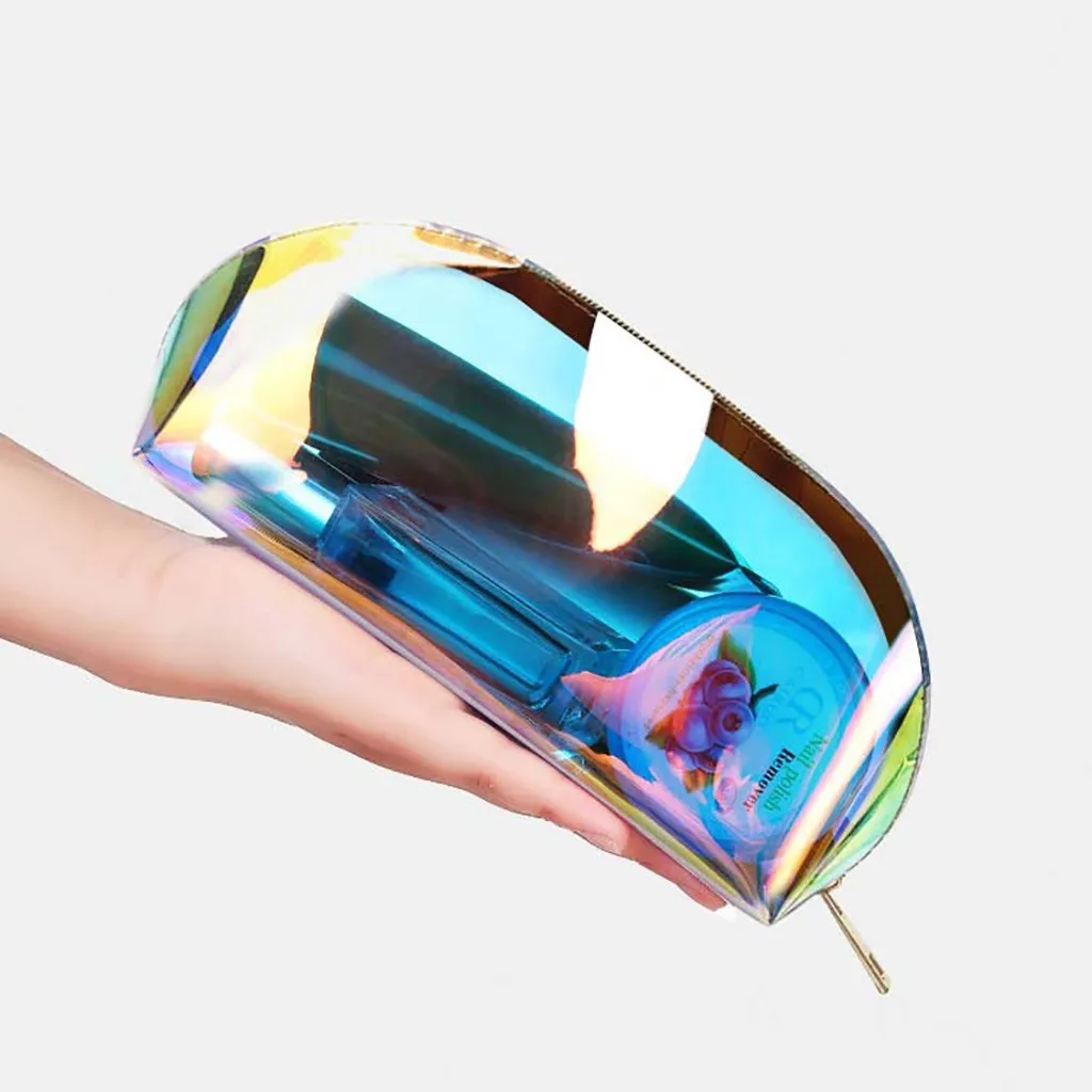 Женская модная Лазерная волшебная сумка для макияжа прозрачная гелевая Сумка