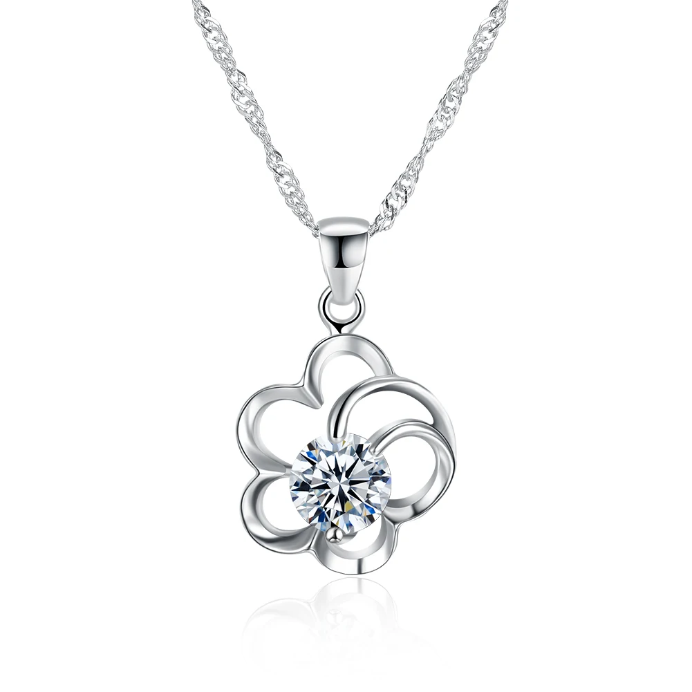 

Ожерелье SILVERHOO из стерлингового серебра 925 пробы для женщин, Очаровательное ожерелье с ажурным цветком и модным кубическим цирконием, ожере...