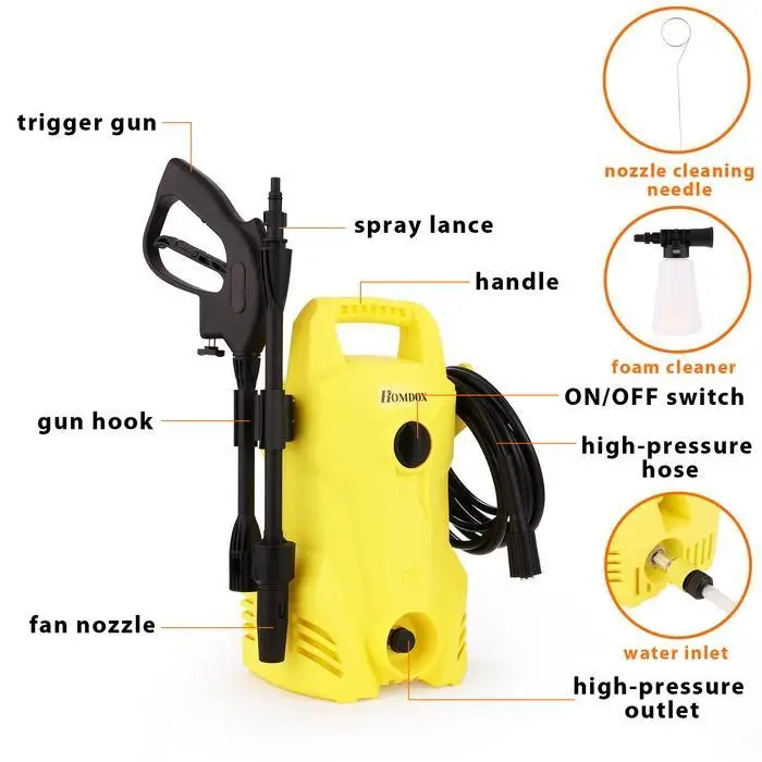 1400W 105Bar Electric High Pressure Cleaner Household Cleaning Machine | Дом и сад