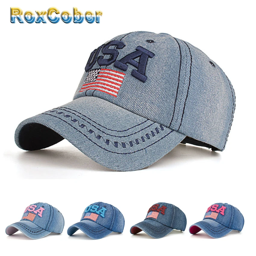 Бейсболка с вышивкой американского флага RoxCober летняя бейсболка эффектом
