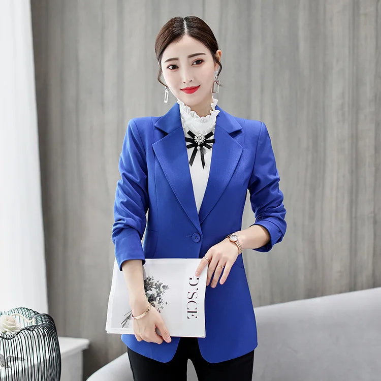 Куртка женская с завышенной талией повседневное Свободное пальто синего цвета