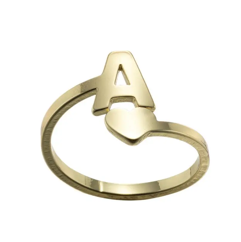 

2021 New Adjustable Stainless Steel A-Z Letter Rings For Women Simple Temperament Engagement Wedding Rings Fashion Jewelry