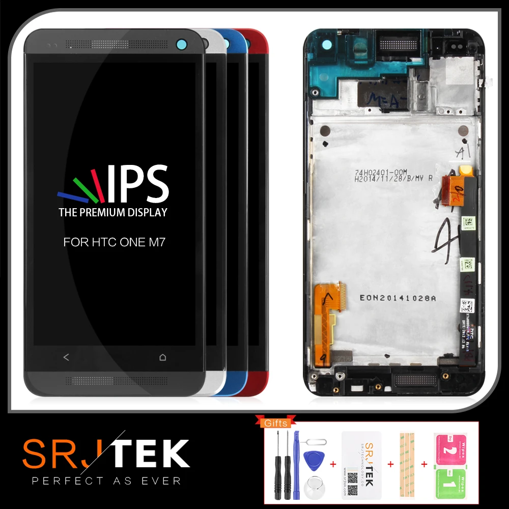 Протестированная гарантия 4 7 ЖК дисплей для HTC ONE M7 801e одиночный SIM сенсорный экран