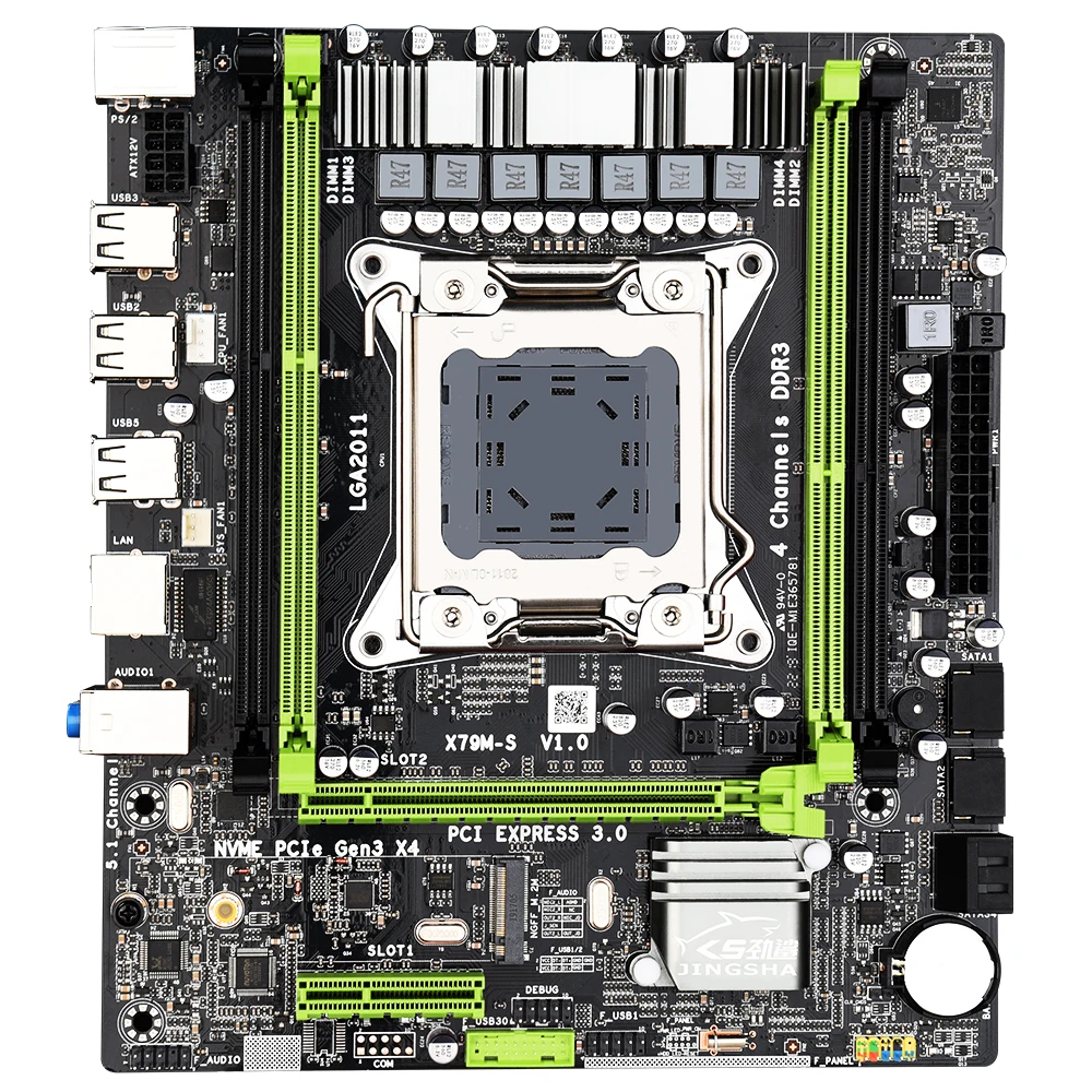

JINGSHA X79 M-S 2.0 Motherboard LGA2011 MATX Xeon E5 Processor Support DDR3 REG ECC Memory USB2.0 PCI-E 16X NVME M.2 SSD