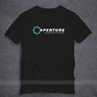 Футболка мужская из 100% хлопка с коротким рукавом и логотипом Portal 2 Aperture Laboratories, одежда для фанатов видеоигр, S-5XL