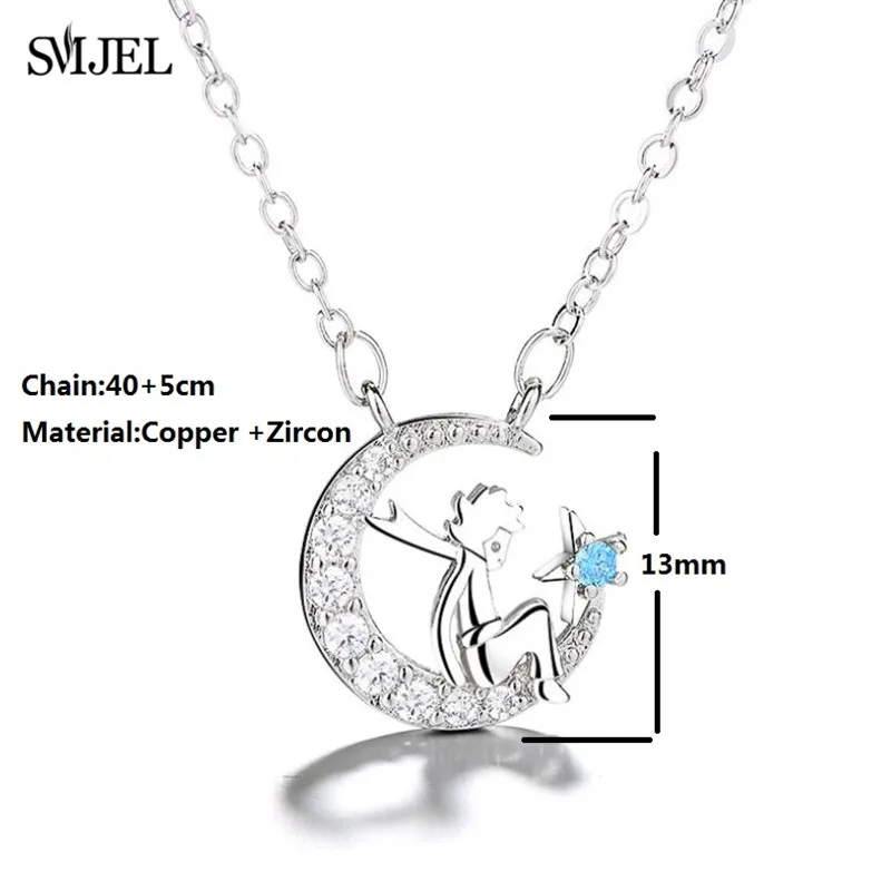 SMJEL Новый Круглый Маленький принц ожерелье Луна Звезда Кулон Le petit Prince модное из