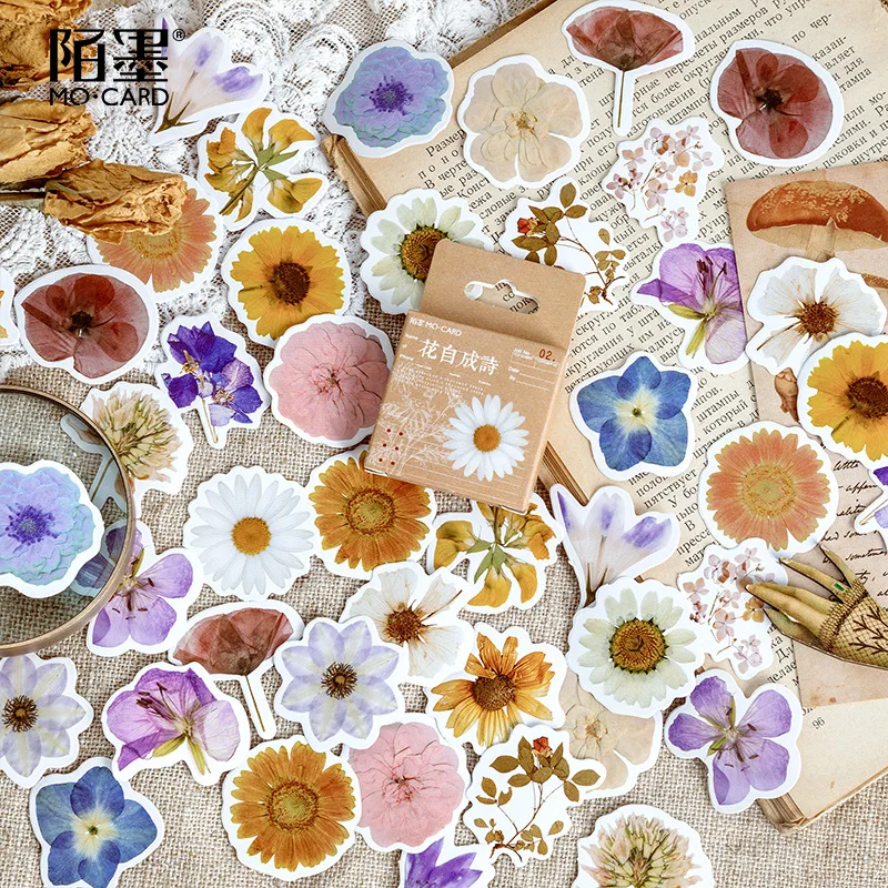 

46pcs/lot Flower Poetry Kawaii Sticker Decoration Diy Scrapbooking Stickers Stationery Cute Diary Label