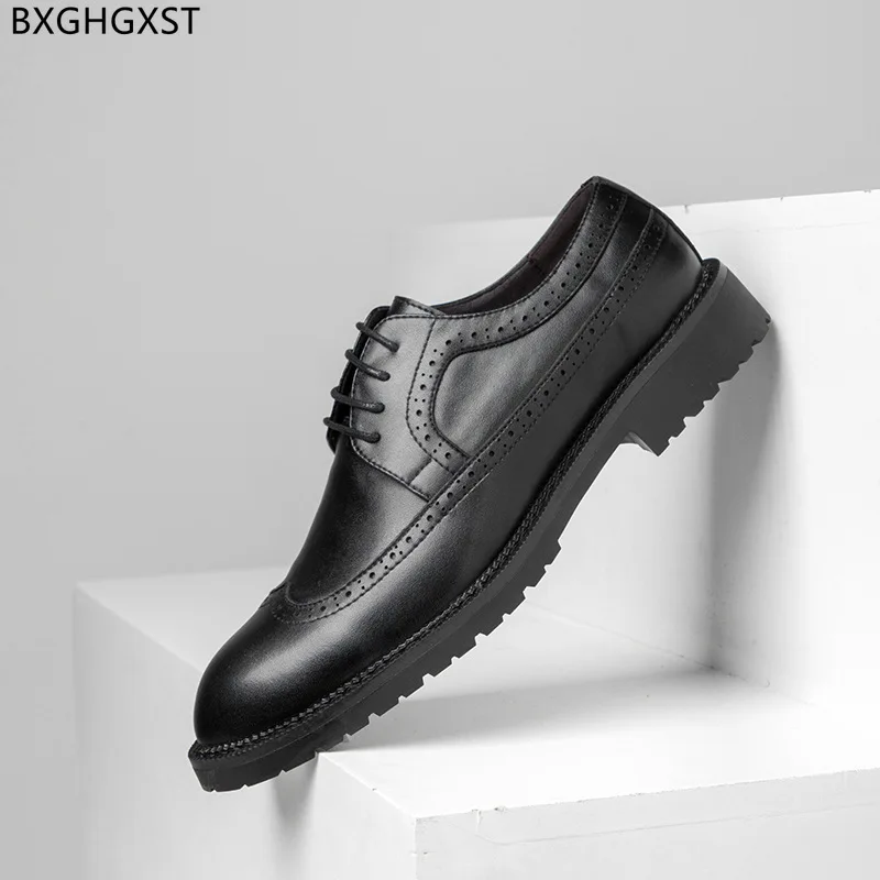 

Туфли мужские классические, элегантные кожаные туфли, модные броги, черные, 2023