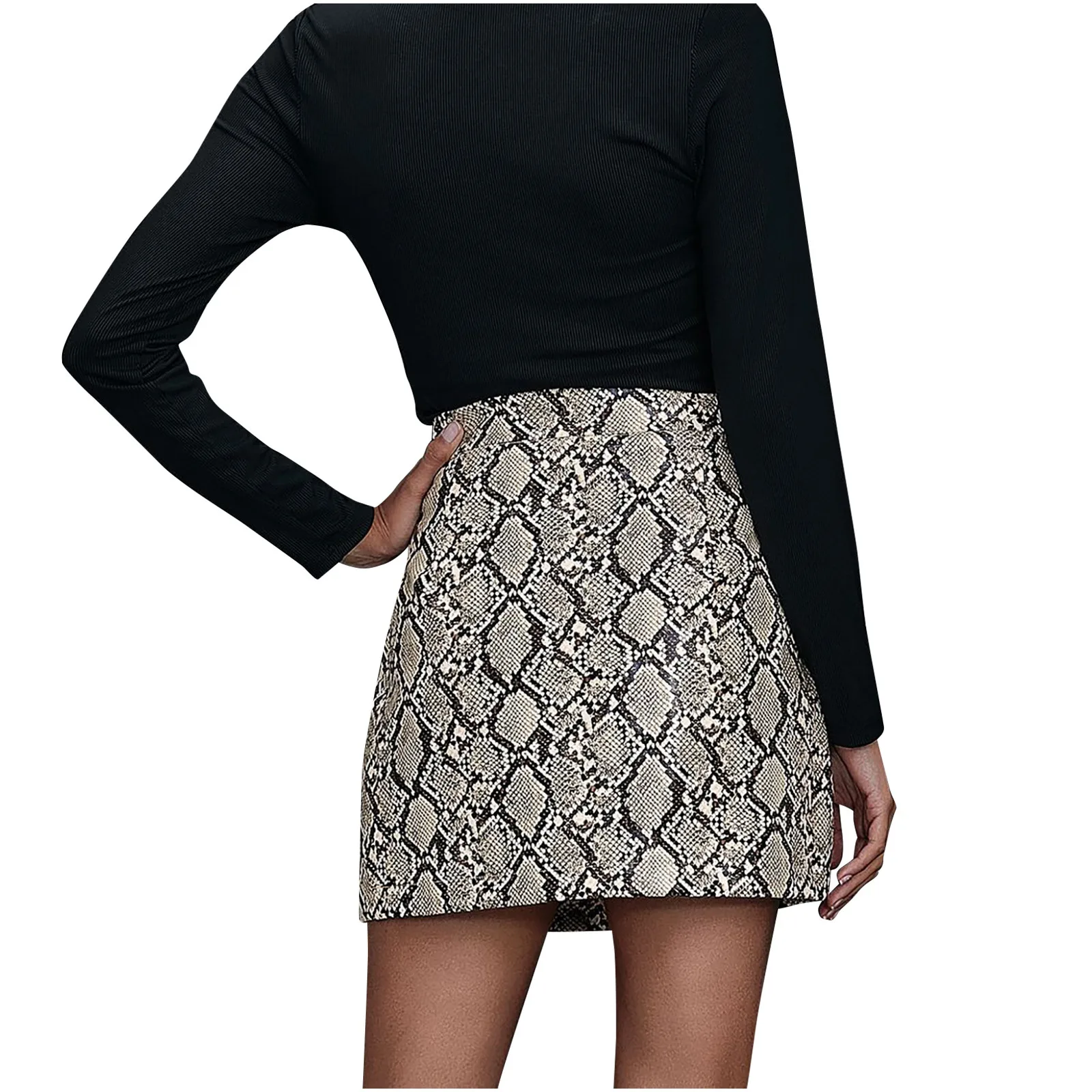 

Womans Designer Skirts 2021 New Fashion And Sexy Chic Zipper Skirts High-waisted Snake Printing A-Line Mini Skirts Party Skirts