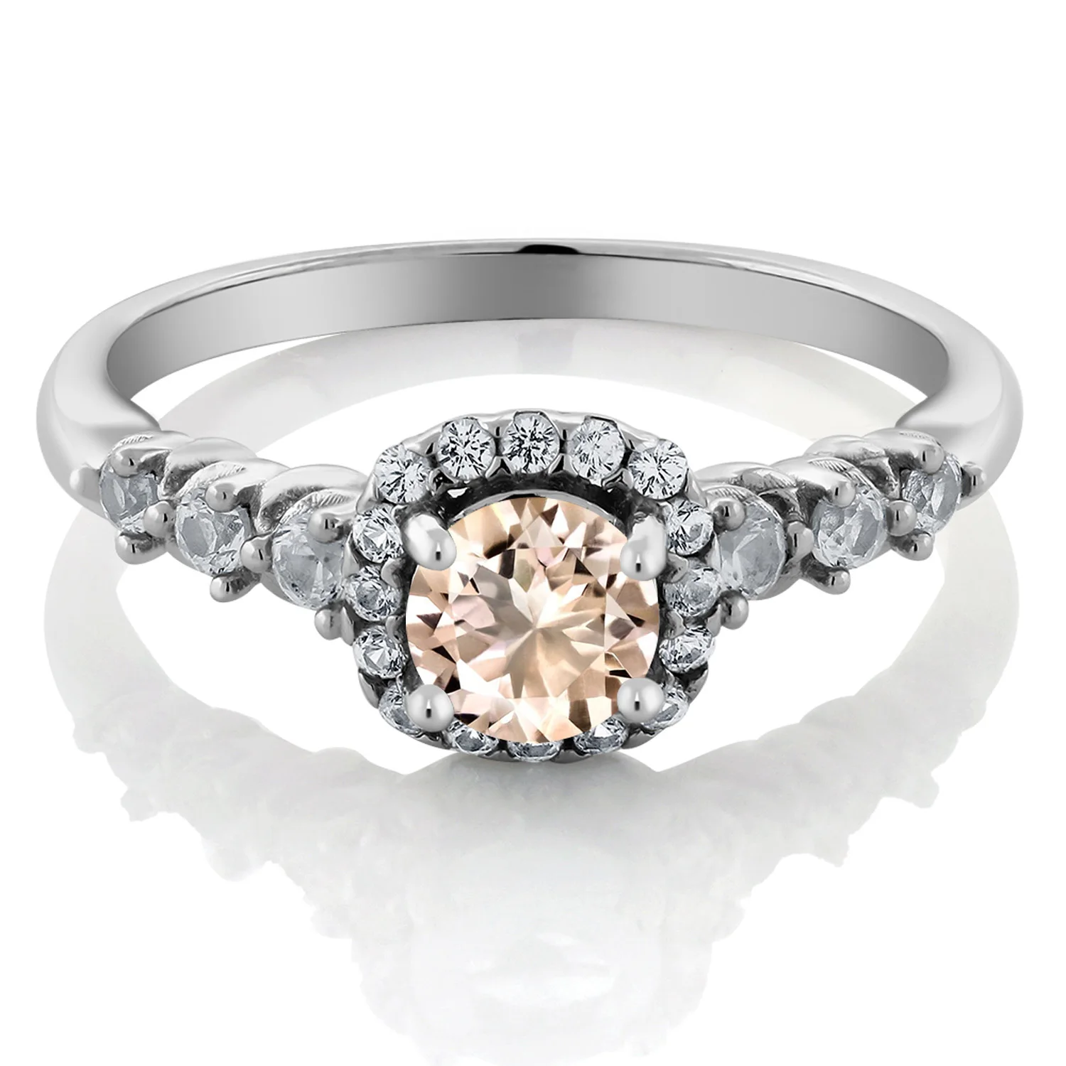GemStoneKing 0 82 Ct КРУГЛЫЙ натуральный персиковый морганит создан сапфир 925