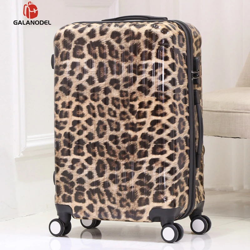 20 &quot24&quot 28 &quotдюймов модный чемодан на колесиках Зебра Леопардовый принт унисекс