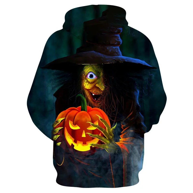 

New Black White Splicing Hoodies 3D Skull Printed Hoodie Hallowmas Hoodies Men/Women Autumn sweatshirt Funny pumpkin lamp Hoodie