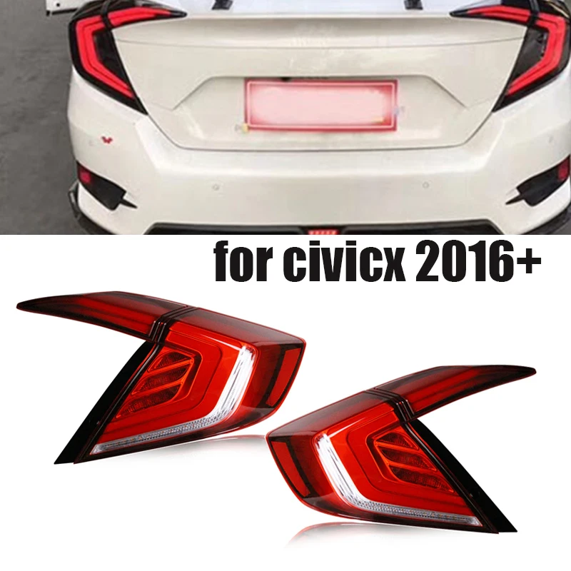 Красный дым для Hon-da Civ-ic X 10th седан светодиодный задний фонарь задний стоп-сигнал лампа включения дыхания движения