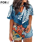 FORUDESIGNSпопулярный стиль, женская повседневная одежда, гавайский самоан, полинезийский этнический принт, женские короткие топы, футболки для женщин, Camisetas