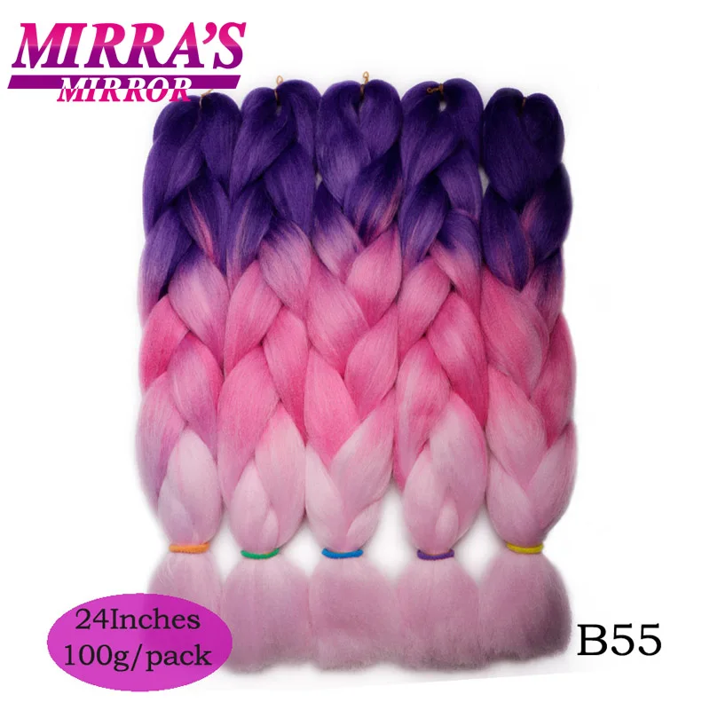 Mirra's Mirror 5 шт., 3 тона, Омбре, огромные косички, волосы для плетения, коричневые синтетические волосы для наращивания, Омбре, вязанные крючком волосы, 24 дюйма, 100 г - Цвет: P1B/30