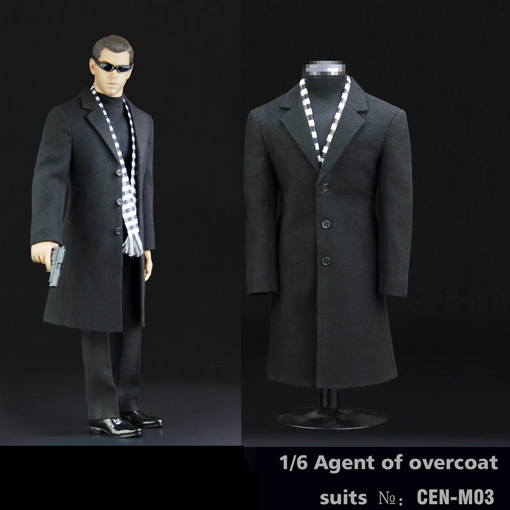 

1/6 CEN-M03 Agent of Overcoat Suit Toy center 12'' Male Clothes Costume Set