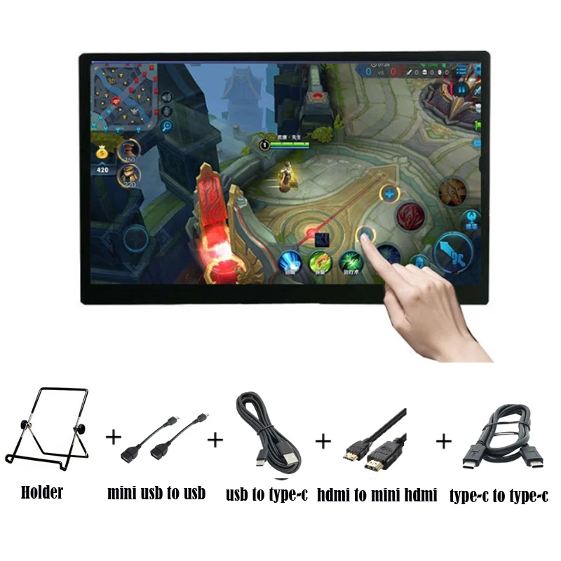 15.6 inch IPS 1080P FHD HDMI USB TYPE-C Touch Screen Portable Monitor Gaming For Raspberry Pi PC Phone PS4 Xbox Switch | Компьютеры и