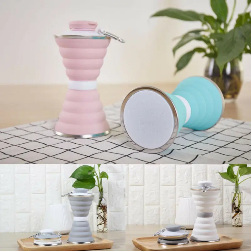 2020 Functional Newest White Gray Pink Blue 500ml Collapsible Coffee Cup Foldable Reusable Silicone Mug For Travel Camping | Дом и сад