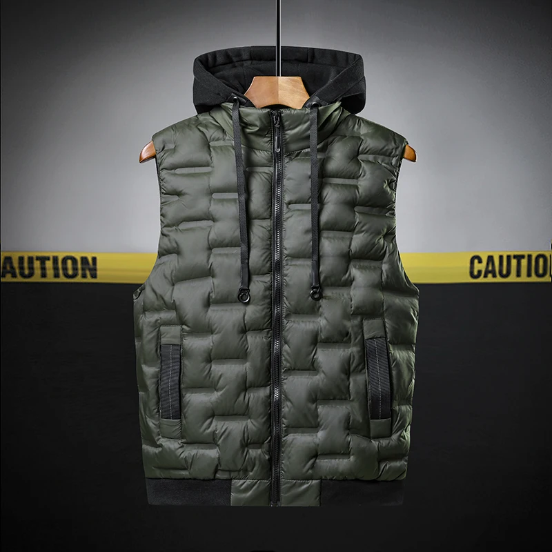 Puffer Jacket 2021 Fall Winter Men Clothing Brand Hooded Vest Jackets For Mens Style Quilted Coats Korea Fashion Plus Size Coat