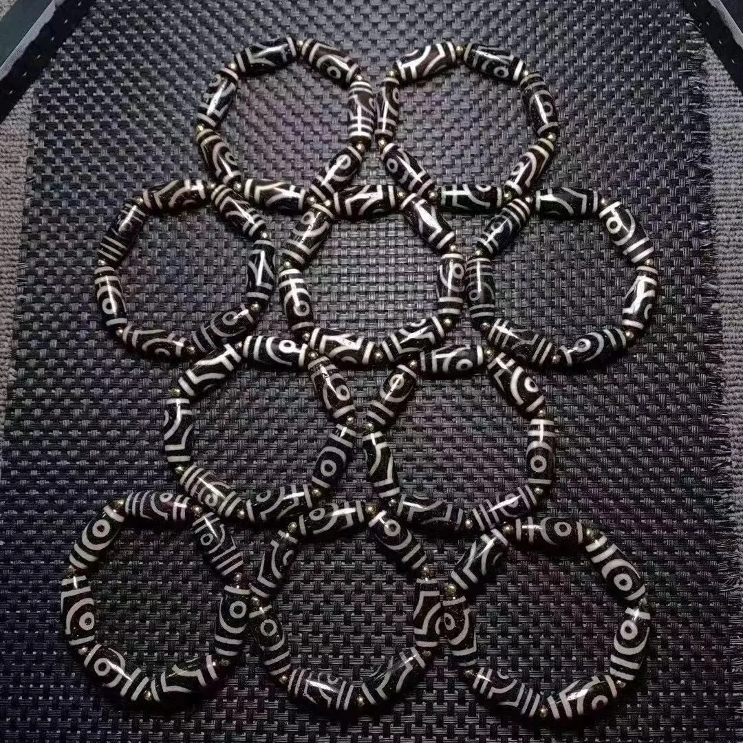 

10pcs/lot Pure natural gemstone bracelet kralen armband dames pulseira masculina Tibet unique agate dzi high quality Wholesale