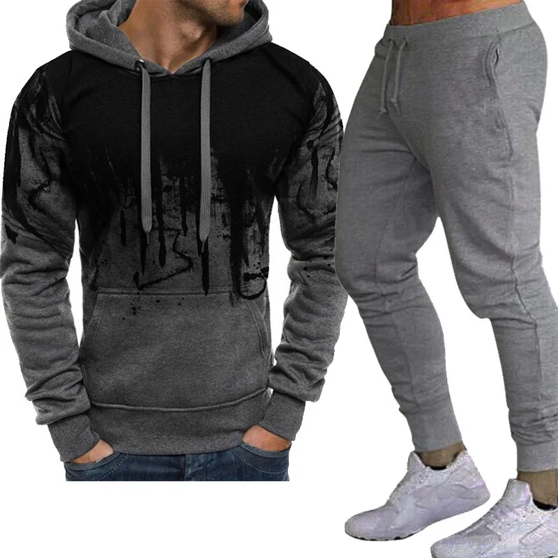 Спортивный костюм мужской из 2 предметов для спортзала 2021 спортивный бега