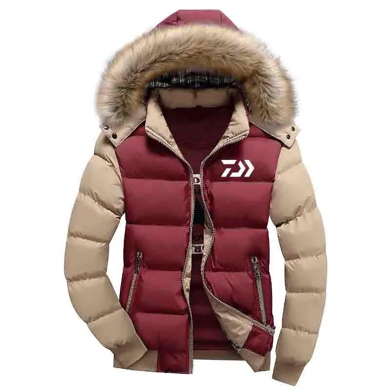 New Men DAIWA Fishing Jacket Coats Thicken Warm Winter Windproof Jackets Outdoor Mens Fishing Down Parka Hooded Outwear Jacket - Цвет: 34