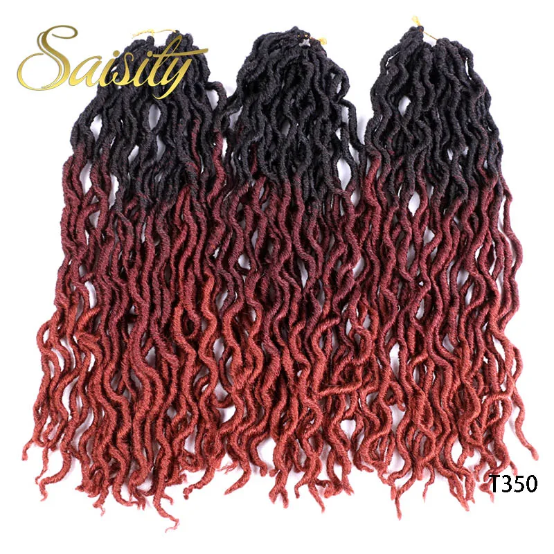 Синтетические Ombre Faux locs кудряшки для наращивания Saisity 18 дюймов вязанные крючком косички для наращивания волос 24 пряди - Цвет: T1B/350