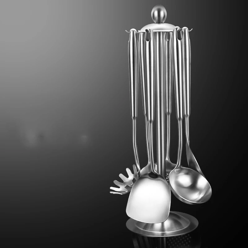 

Stainless Steel Cooking Tool Sets Spatula Holder Colander Long Non Stick Cooking Tool Sets Home Cozinha Kitchen Gadgets DG50CTS