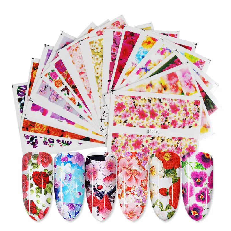 Смешанный дизайн для ногтей Набор стикеров переводная вода стикер s 3D Черно белая
