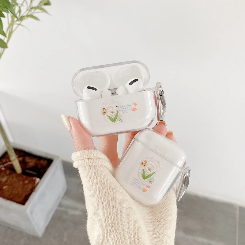 

Vintage Art Tulip Flower Cases For AirPods 1 2 Pro Case Transparent Soft TPU Bluetooth Earphone Charging Box for Air Pods 1 3