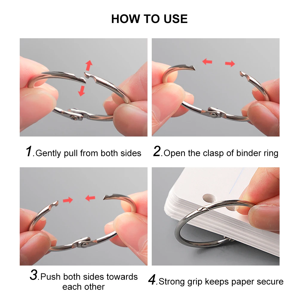 

5/10pcs Loose Leaf Book Scrapbook Rings Binder Photo Hinge 20/25/30/38//45/50/55/70/88mm Snap Keychain Metal Binder Leaf Album